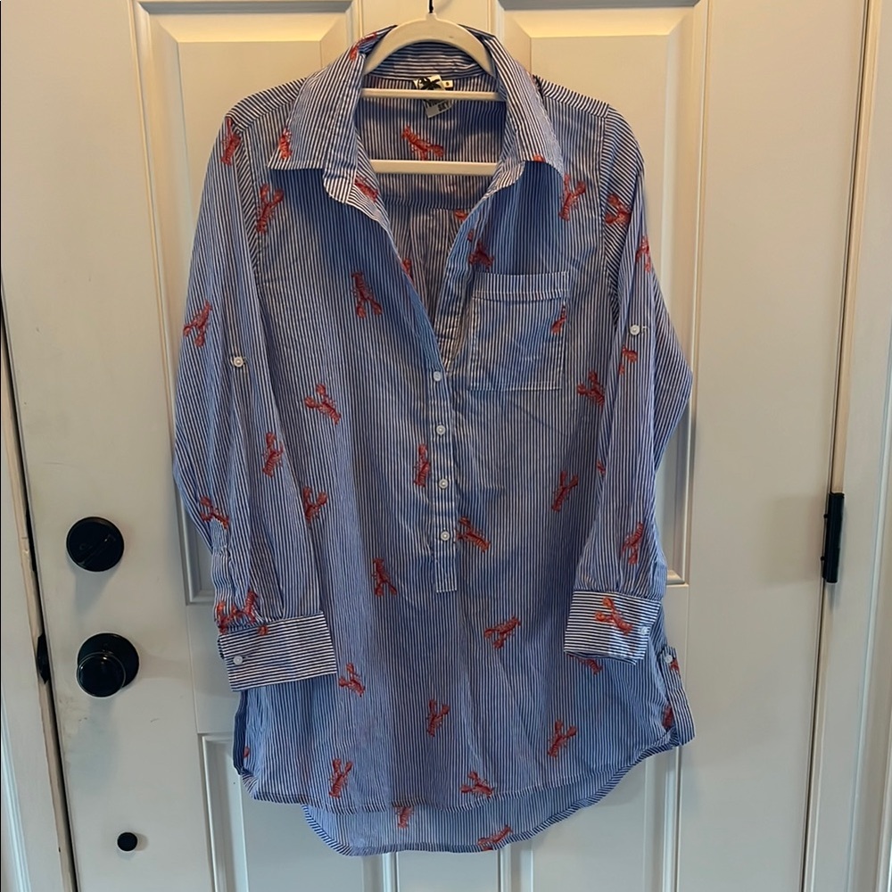 Violet Sky Blue and Red Swim Coverup with Lovsters